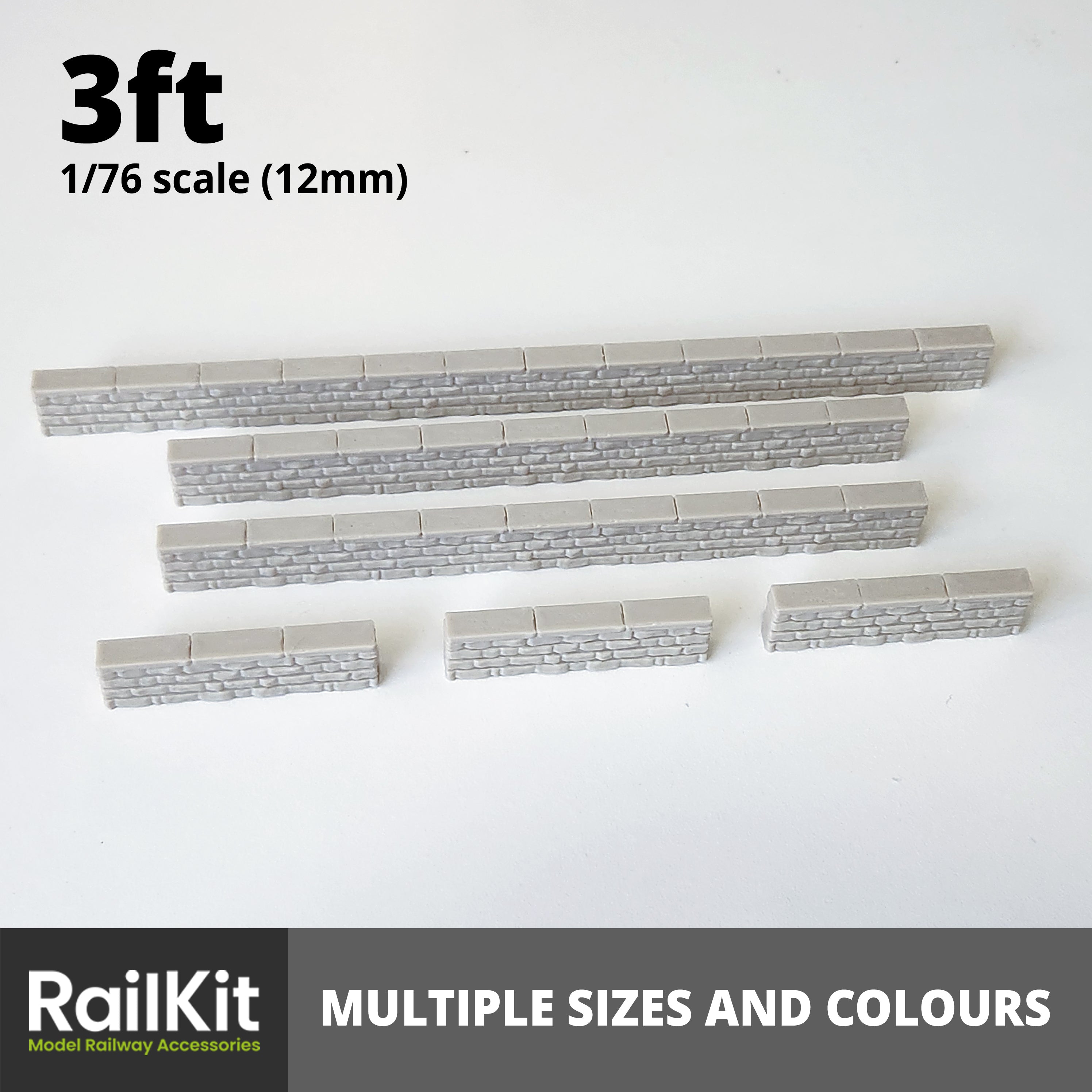Stone Walling, 3 sizes, 2 colours OO Gauge 1/76 Scale
