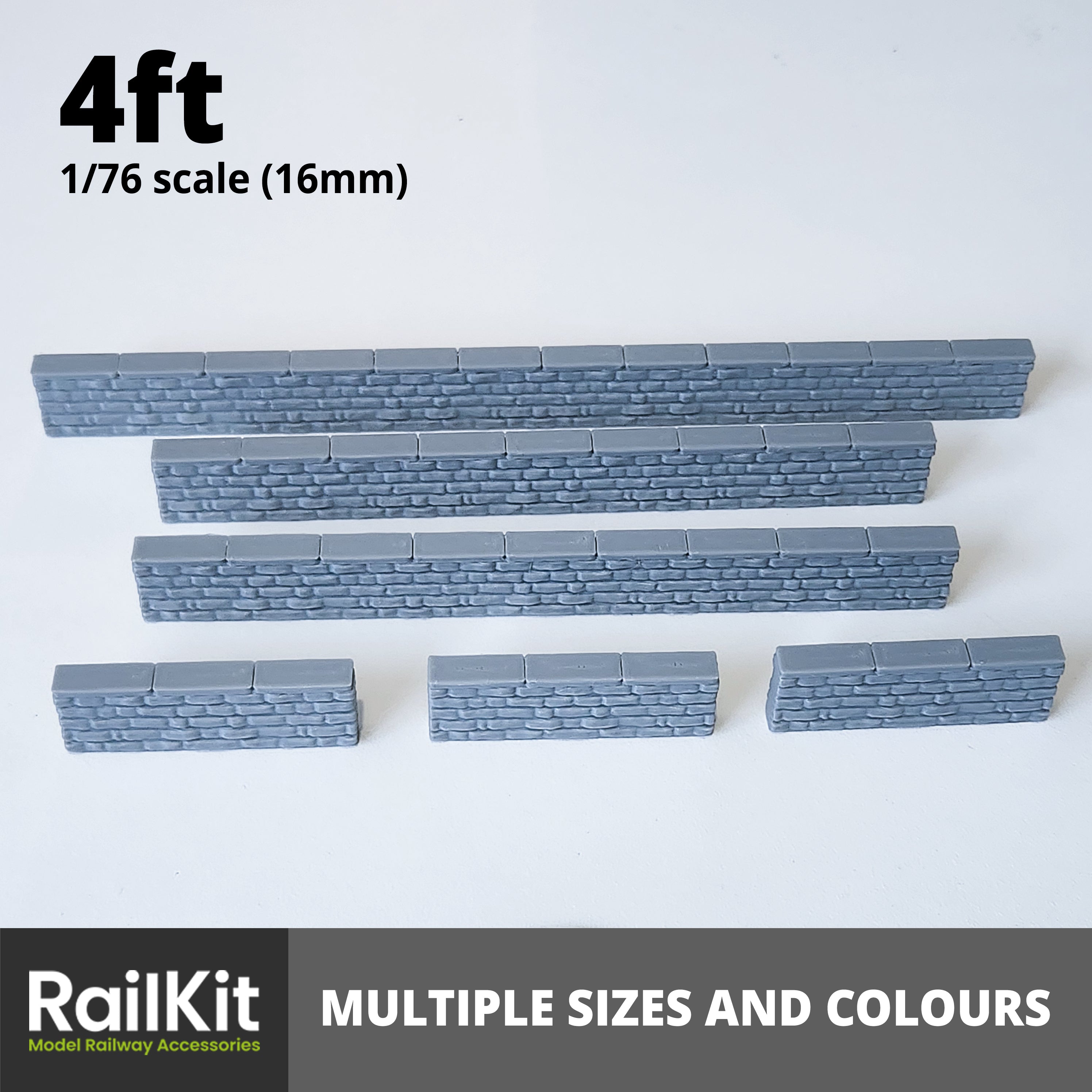 Stone Walling, 3 sizes, 2 colours OO Gauge 1/76 Scale