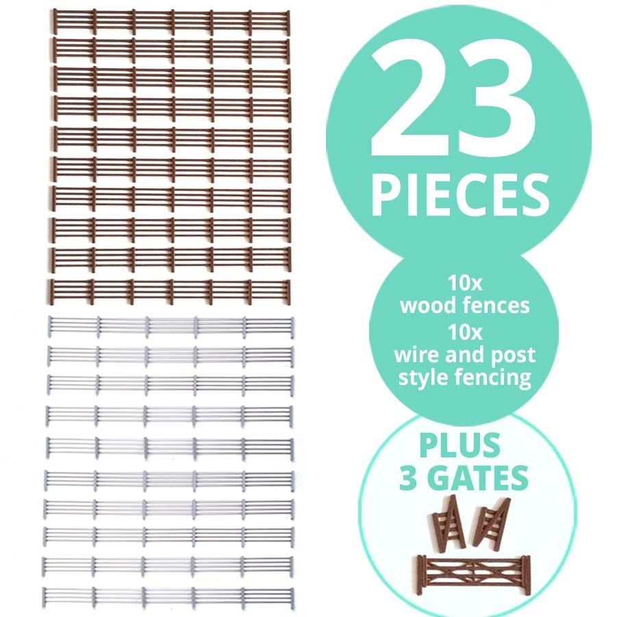 Fencing Value pack 23 pieces.of wood + wire & Post fences & Gates 00 Gauge 1/76