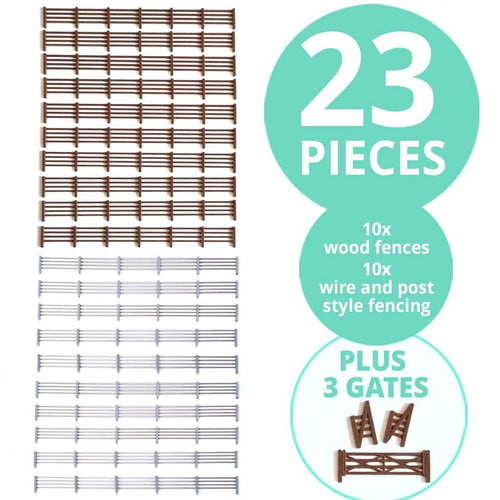 Fencing Value pack 23 pieces.of wood + wire & Post fences & Gates 00 Gauge 1/76