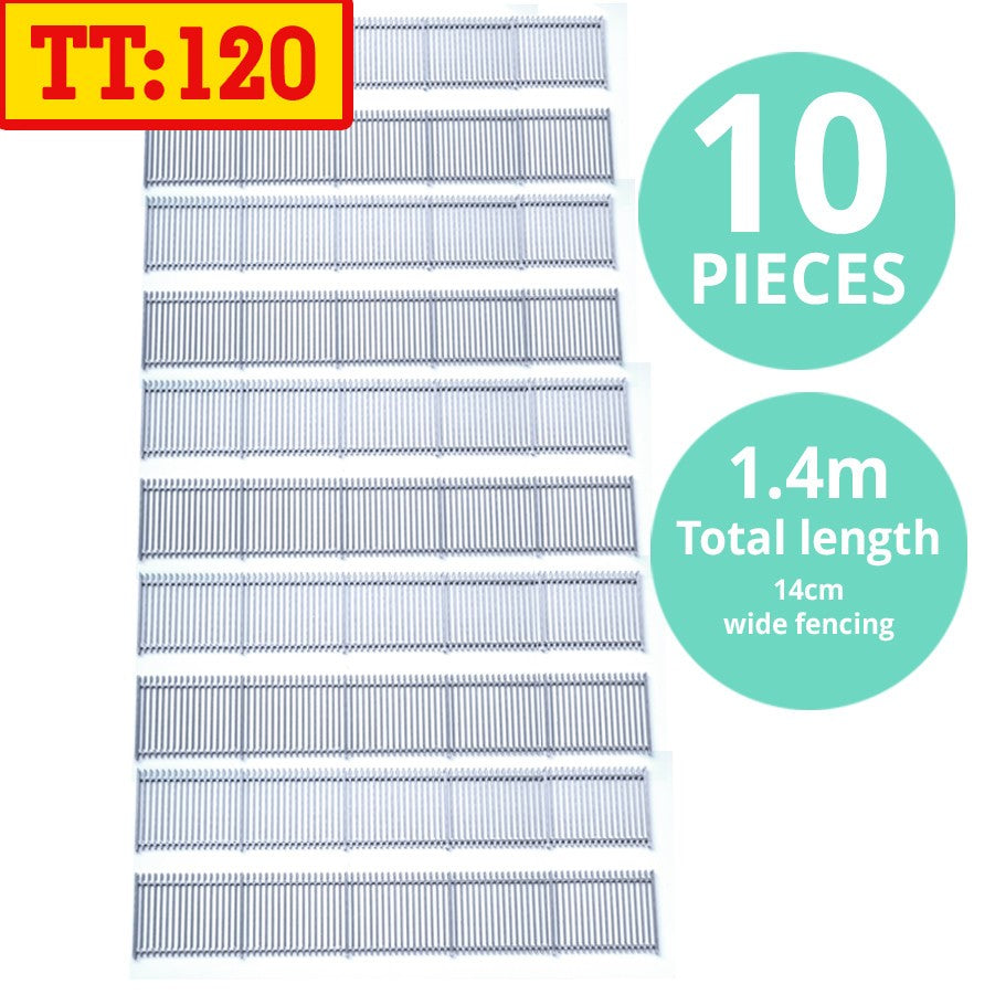 Security fence steel style x10 Model Railway Railings TT:120