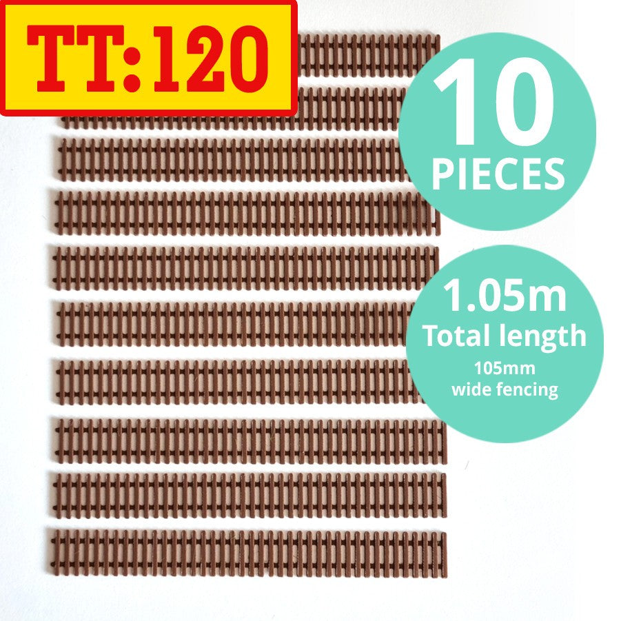 TT:120 Picket Fence x10 multi colours Railway Model fencing scale 1:120