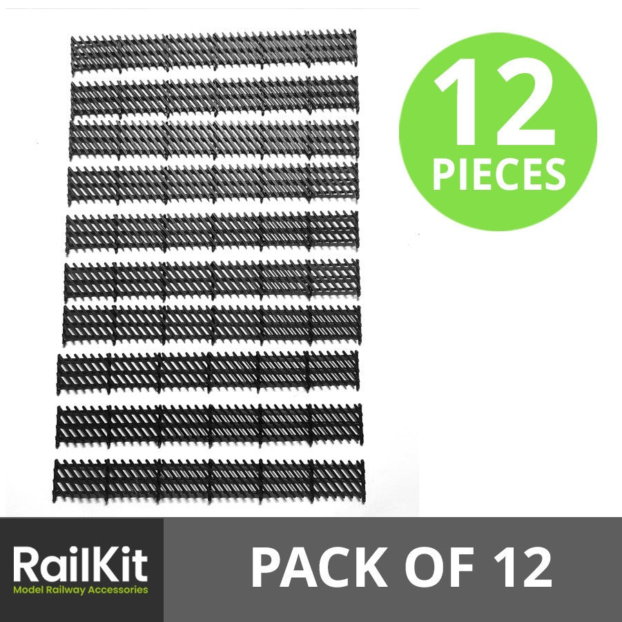 Station Fences Diagonal Style fencing 10 pack, 3 colour N gauge 1/148
