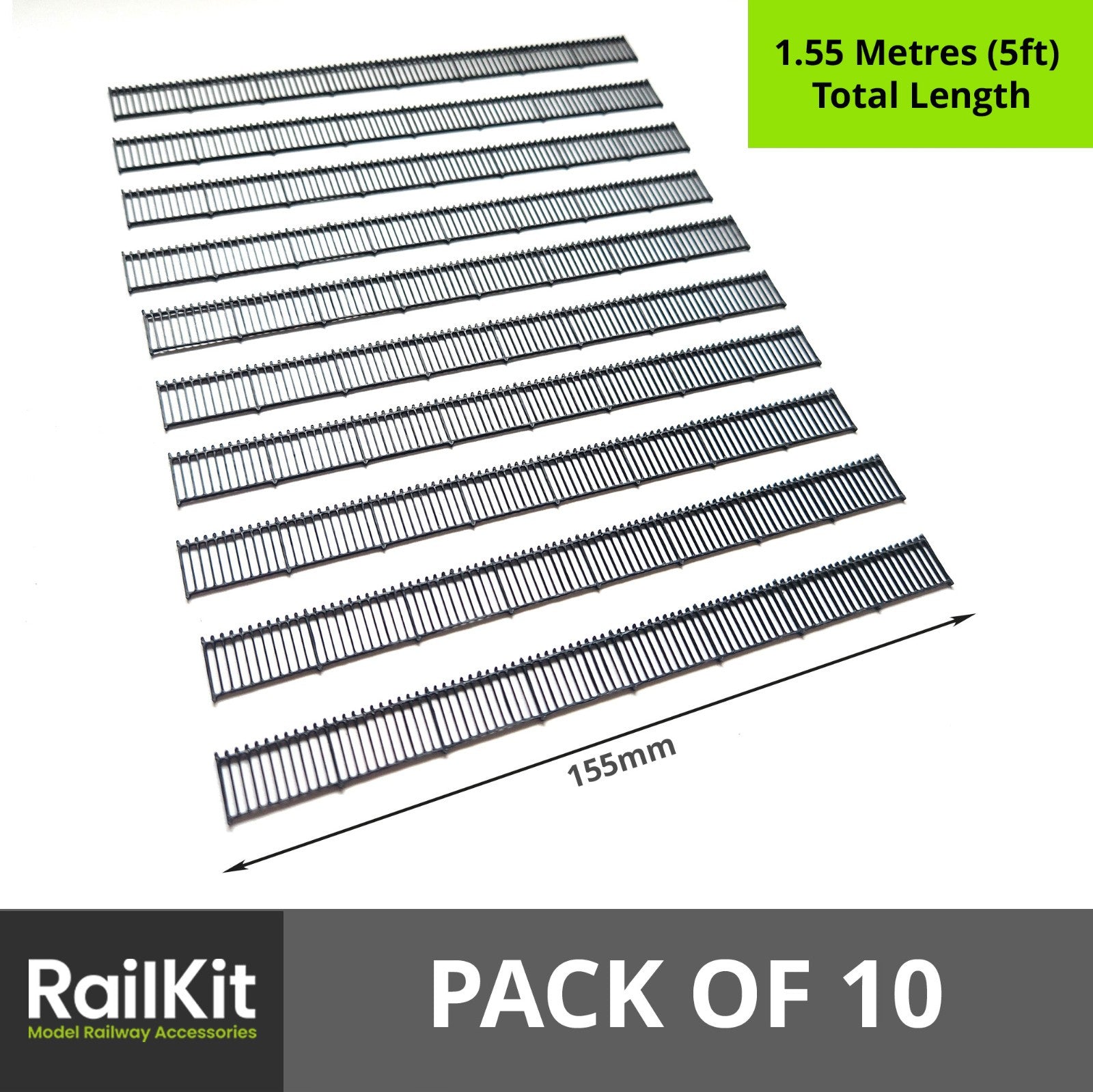 N Gauge Railkit Wrought Iron Fencing x10 Model Railway Railings Fences 1/148