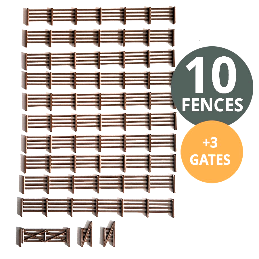 Railkit Wood Fencing 13 pack, Fences for OO Gauge 1/76 Model Railways