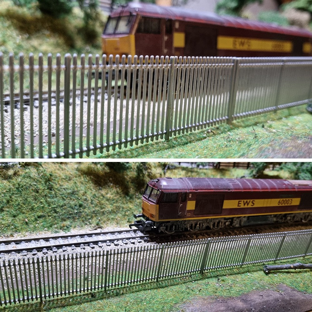 N Gauge security fence steel style x10 Model Railway Railings 1/148 train