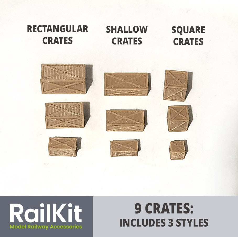 Crates / Boxes. Wood style crates, shipping, cargo, industrial 1/76 OO Gauge