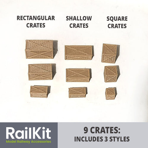 Crates / Boxes. Wood style crates, shipping, cargo, industrial 1/76 OO Gauge