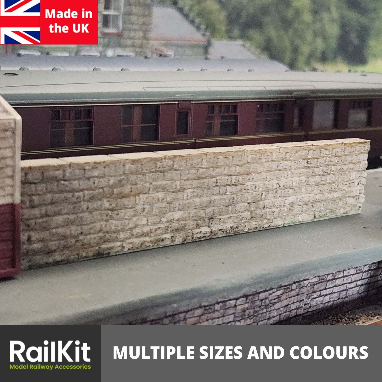 Stone Walling, 3 sizes, 2 colours OO Gauge 1/76 Scale