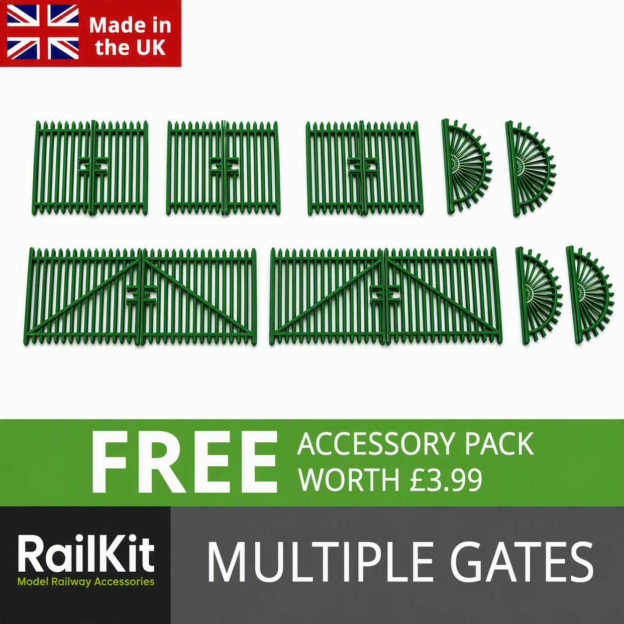 Railkit OO gauge Security Railings Green Accessories