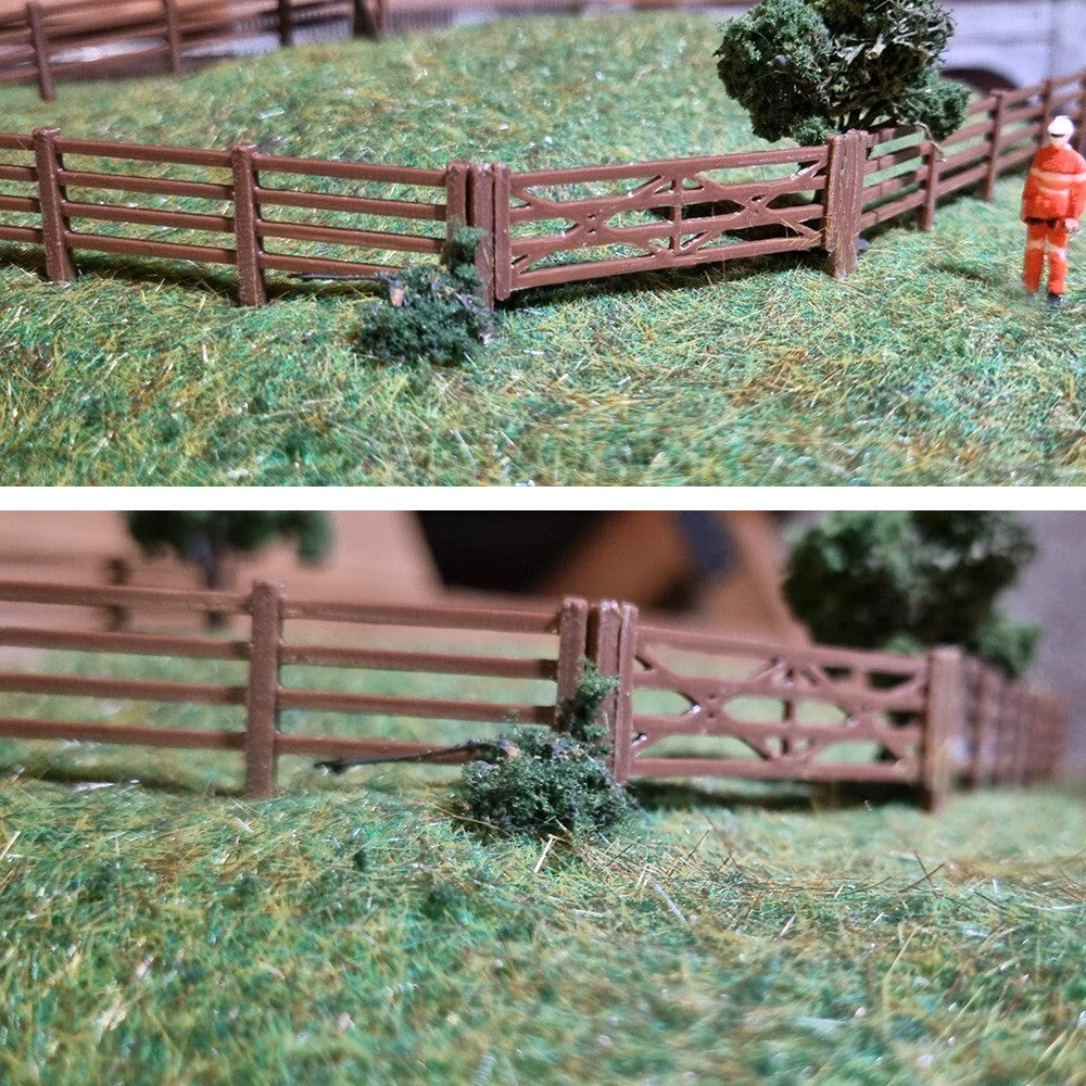 Model Railway Fencing (23pk) Wood fences Wire/Post wooden Gates TT1:20