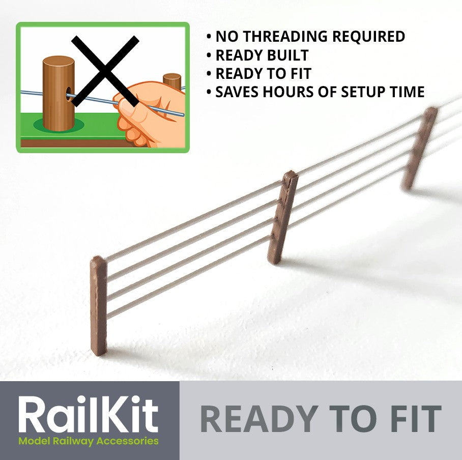 N Gauge Model Fencing Wire and Post, Ready to Fit Railings Fences x 10 new 1/148