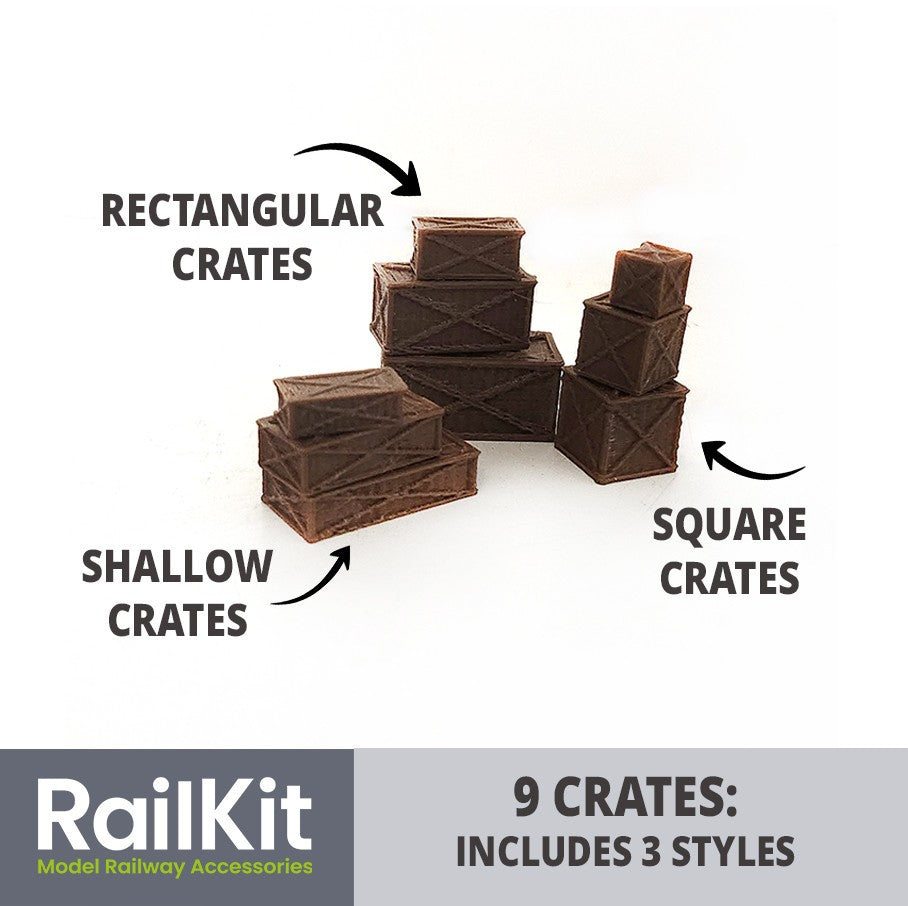 Crates / Boxes. Wood style crates, shipping, cargo, industrial 1/76 OO Gauge