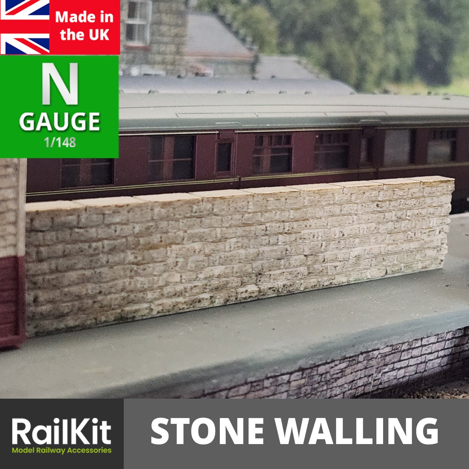 Stone Walling, 3 sizes, 2 colours N Gauge 1/148 Scale Sand Stone