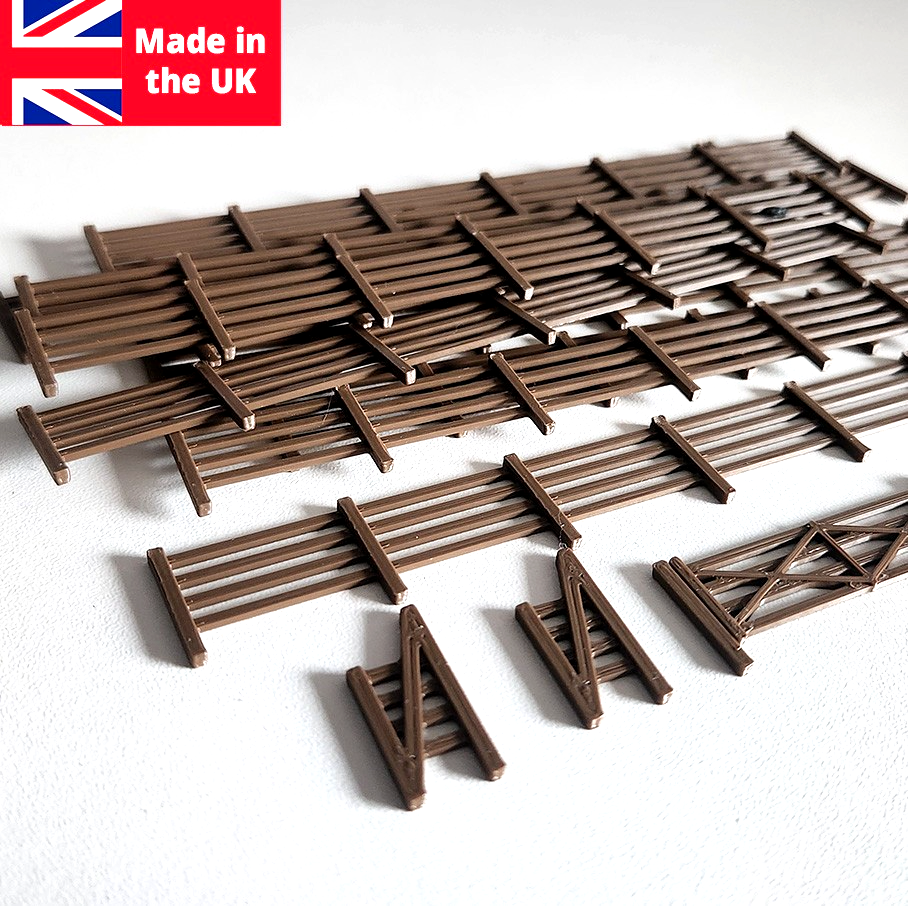 Railkit Wood Fencing 13 pack, Fences for OO Gauge 1/76 Model Railways