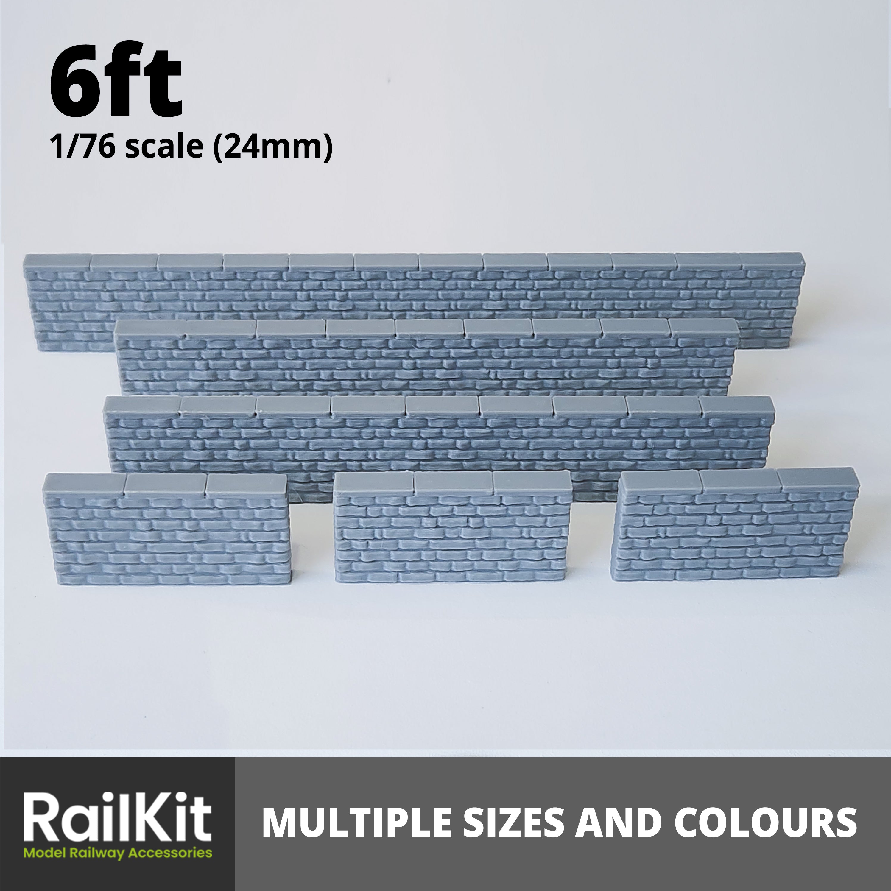 Stone Walling, 3 sizes, 2 colours OO Gauge 1/76 Scale