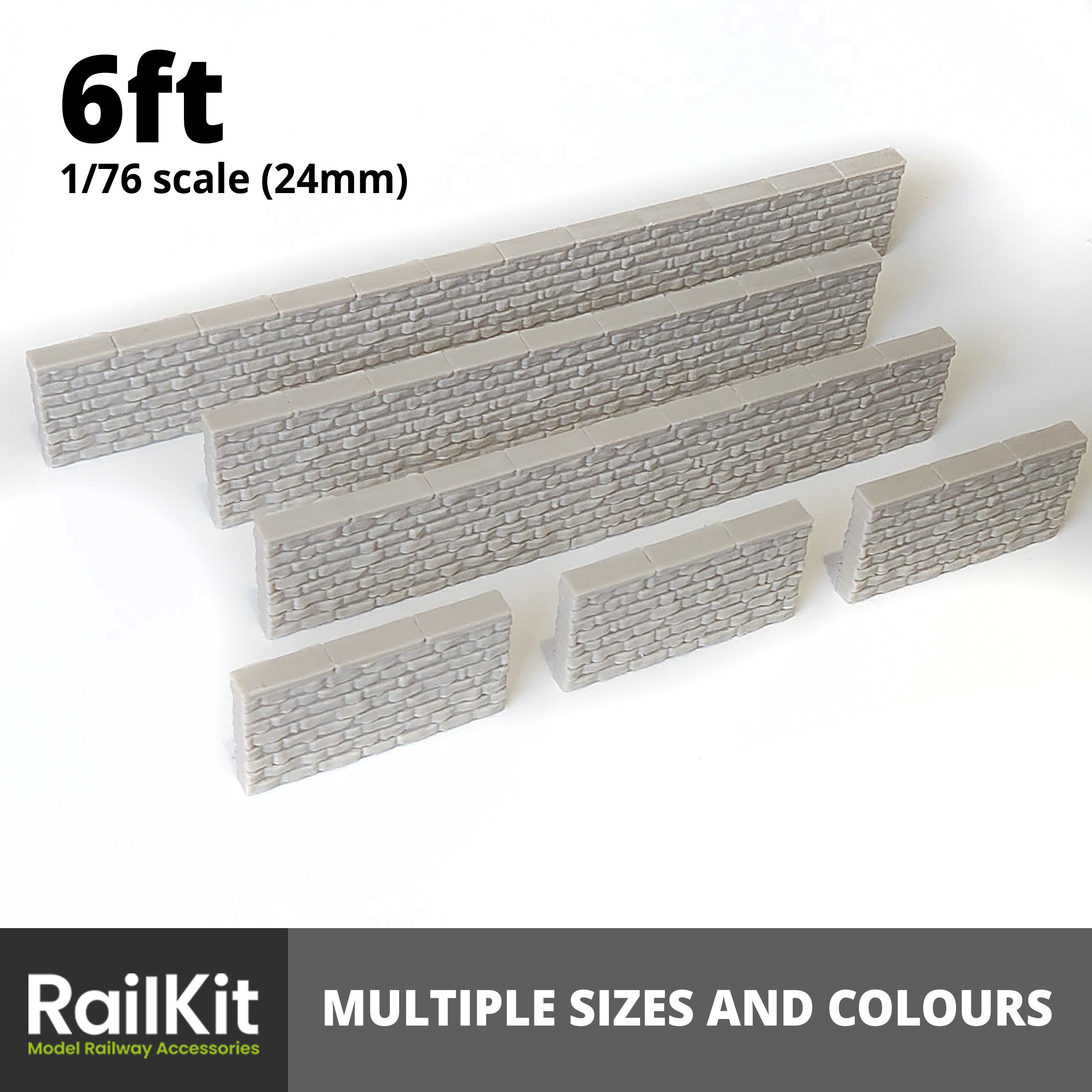 Stone Walling, 3 sizes, 2 colours OO Gauge 1/76 Scale