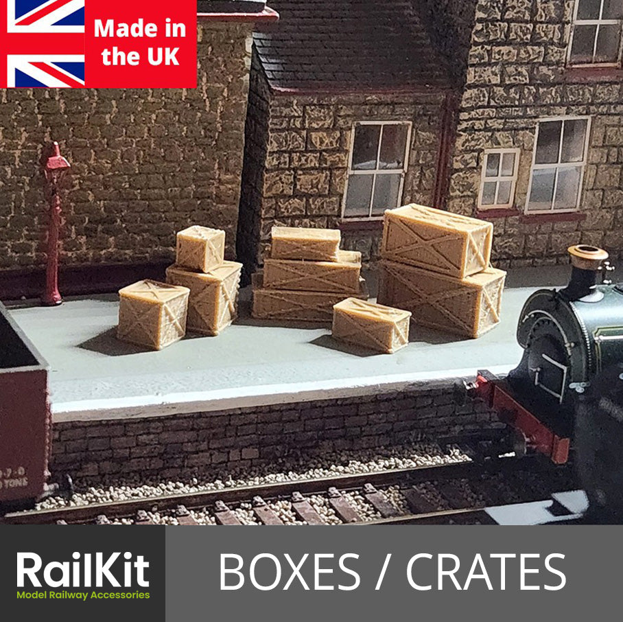 Crates / Boxes. Wood style crates, shipping, cargo, industrial 1/76 OO Gauge