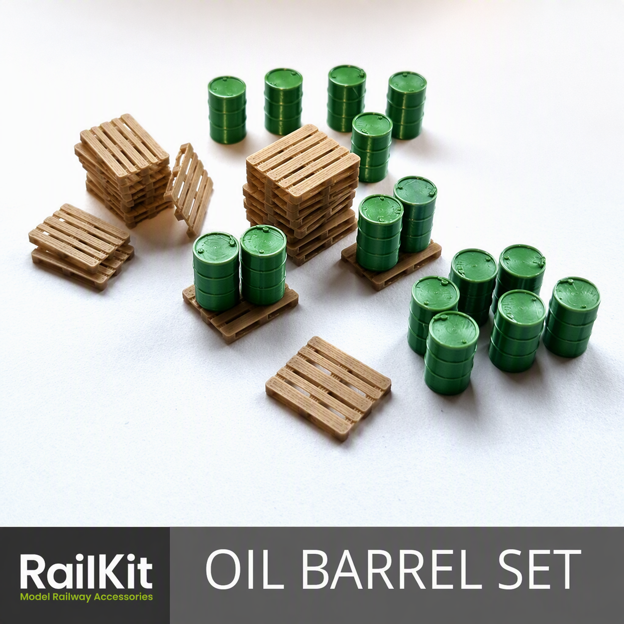 Black Oil Drum Barrels and Pallets Bundle N Gauge 1/148