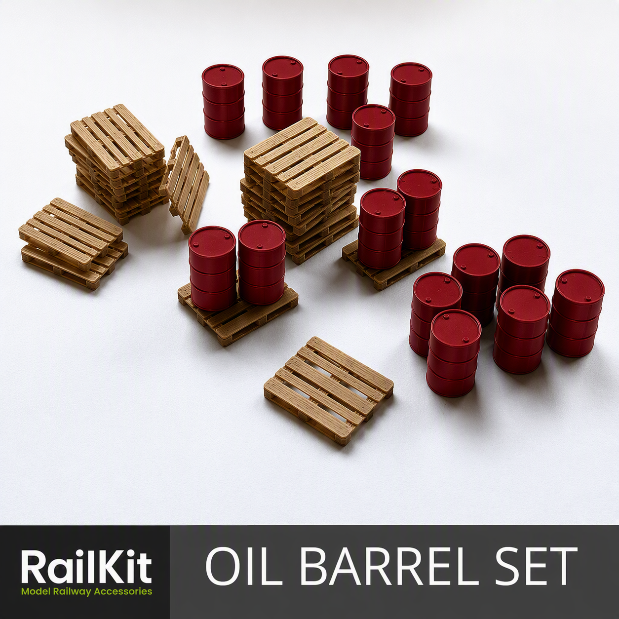 Black Oil Drum Barrels and Pallets Bundle N Gauge 1/148