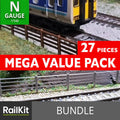 N Gauge Model Railway Fencing (27pk) Wood fences & Wire/Post wooden Gates 1/148
