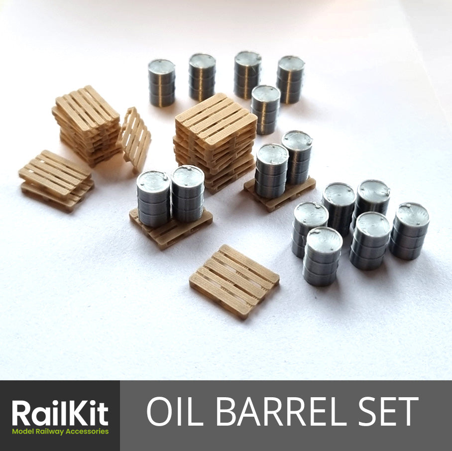 Oil Drum Barrels and Pallets Bundle OO Gauge 1/76