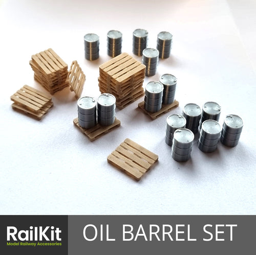 Black Oil Drum Barrels and Pallets Bundle N Gauge 1/148