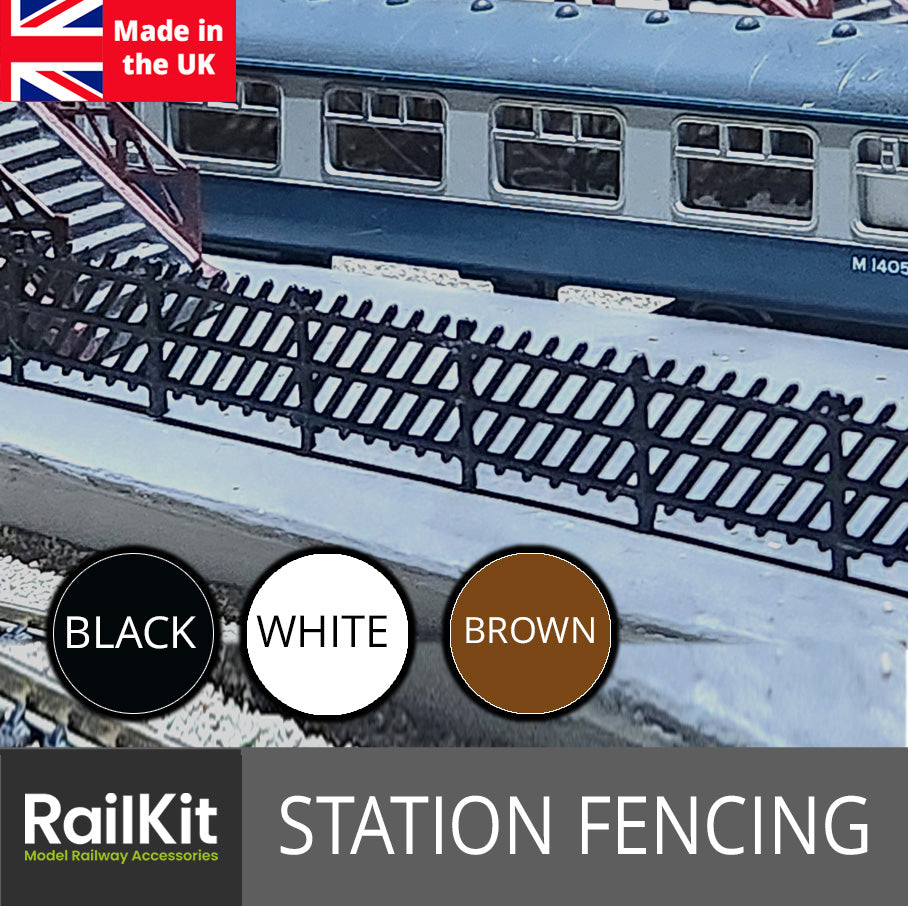 Station Fences Diagonal Style fencing 10 pack, 3 colours  OO gauge 1/76