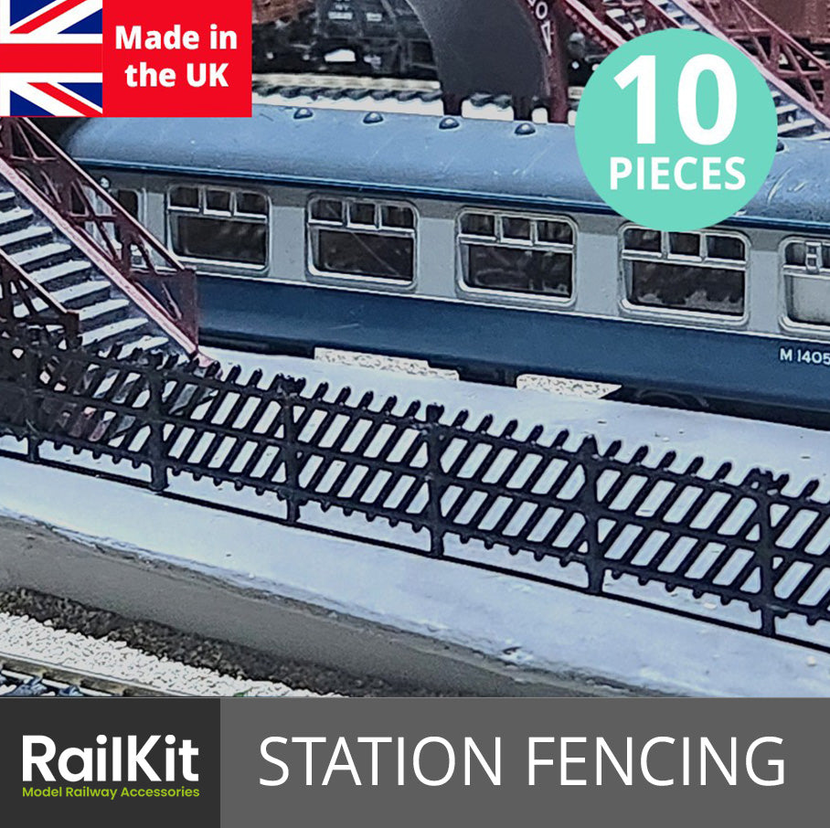 Station Fences Diagonal Style fencing 10 pack, 3 colours  OO gauge 1/76