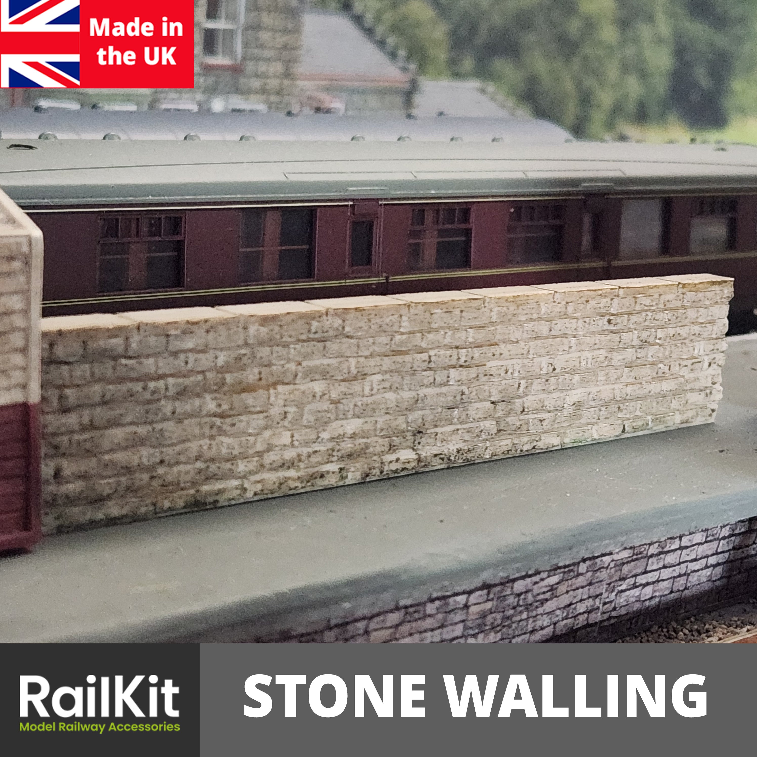 Stone Walling, 3 sizes, 2 colours OO Gauge 1/76 Scale