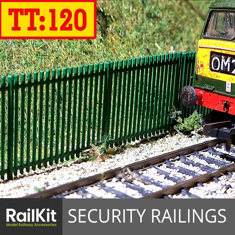 TT:120 Security Railings Fencing for model railways 10 pack Green 1/120