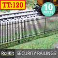 Security fence steel style x10 Model Railway Railings TT:120