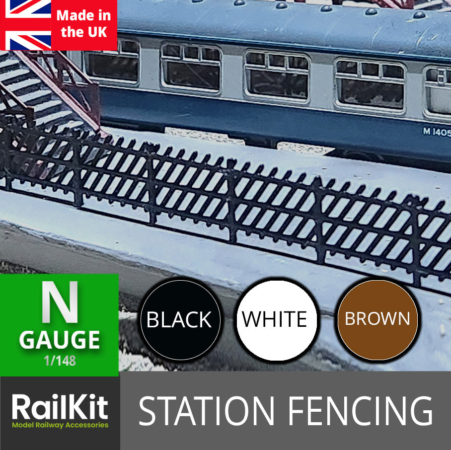 Station Fences Diagonal Style fencing 10 pack, 3 colour N gauge 1/148