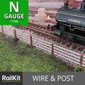 N Gauge Model Fencing Wire and Post, Ready to Fit Railings Fences x 10 new 1/148