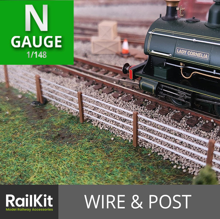 N Gauge Model Fencing Wire and Post, Ready to Fit Railings Fences x 10 new 1/148