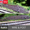 Wire and post style fencing railings in metal/concrete style  x10  OO Gauge  1:76