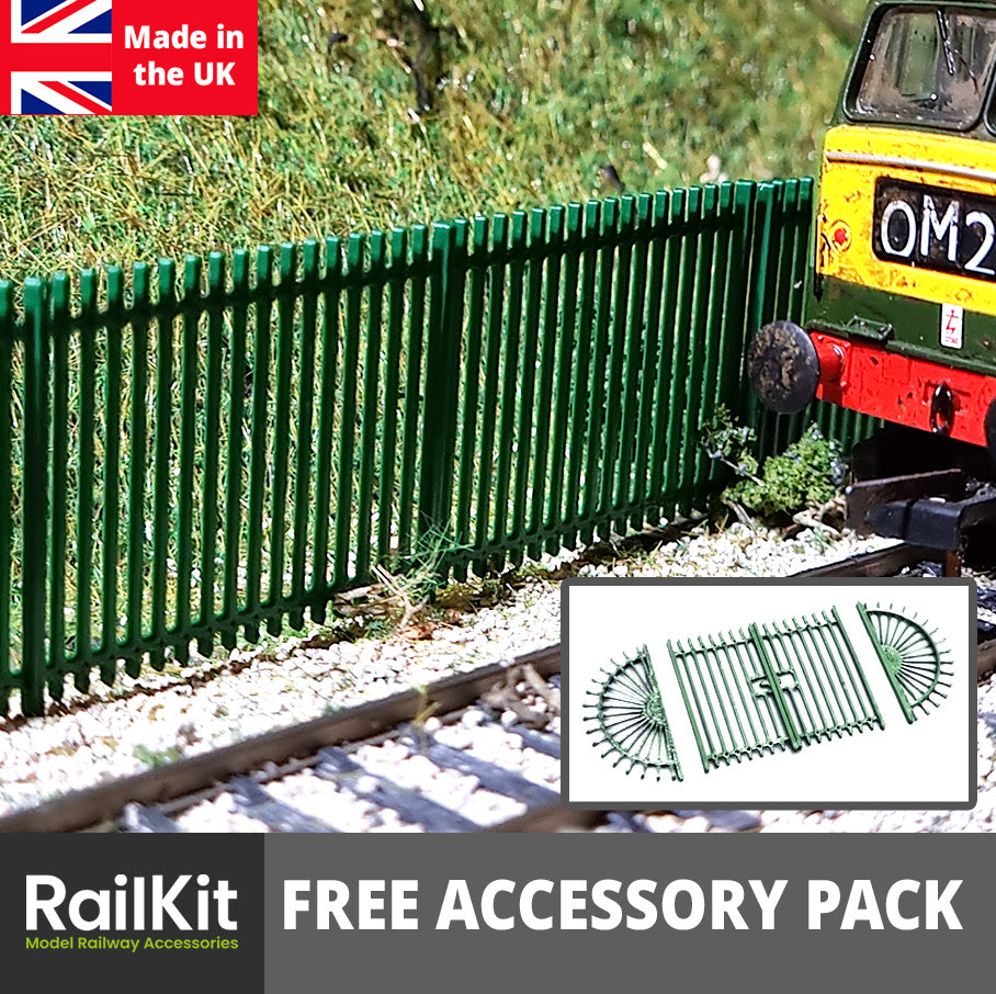 OO Gauge Security Railings Steel Green