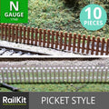 N Gauge Picket Fence x10 multi colours Railway Model fencing lineside 1:148